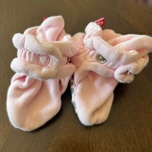 Zutano Light Pink Baby Booties with Ruffle